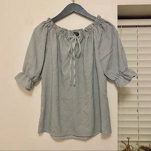 Mint Green Cinched Off-Shoulder Blouse